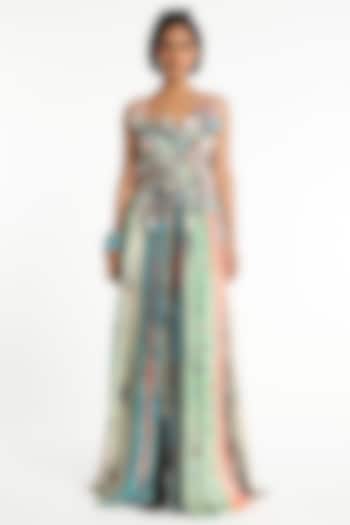 Aurora Cupro 3D Floral Embellished Gathered Skirt Engagement Gown by Aisha Rao at Pernia's Pop Up Shop