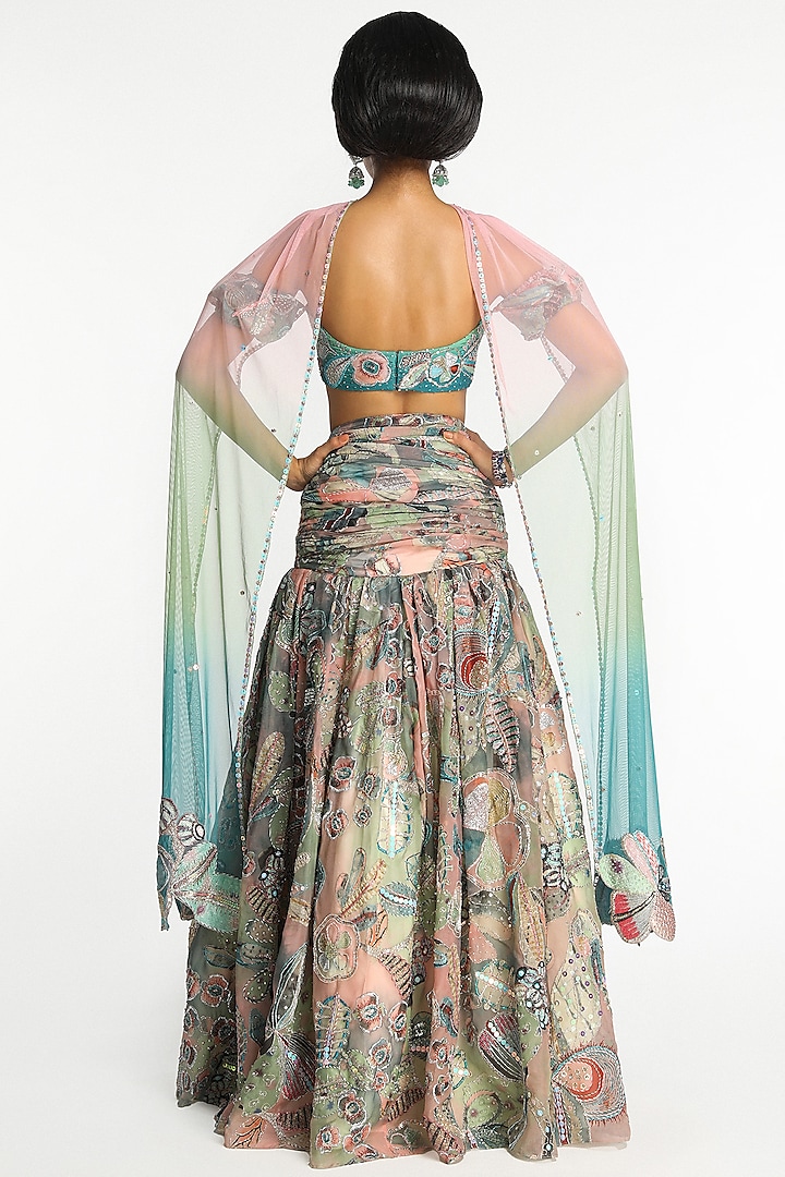 Aurora Organza Printed Gathered Skirt Set by Aisha Rao at Pernia's Pop Up Shop