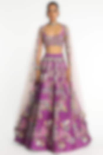 Eminence Raw Silk Applique Embellished Bridal Lehenga Set by Aisha Rao at Pernia's Pop Up Shop
