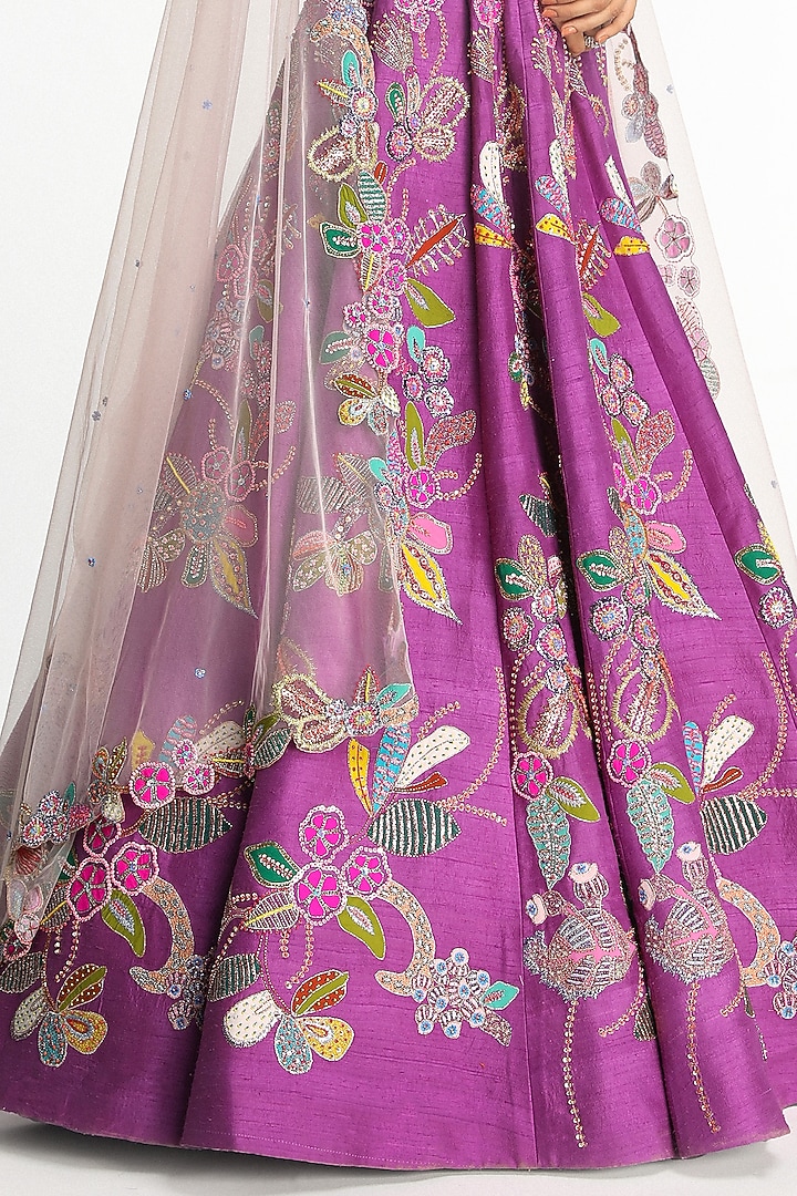 Eminence Raw Silk Applique Embellished Bridal Lehenga Set by Aisha Rao at Pernia's Pop Up Shop