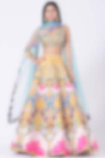 Dandelion Yellow Embroidered Bridal Lehenga Set by Aisha Rao at Pernia's Pop Up Shop