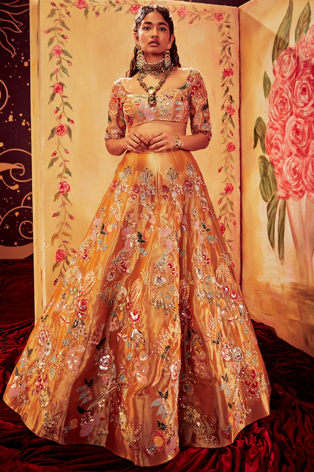 Brocade bridal lehenga sales