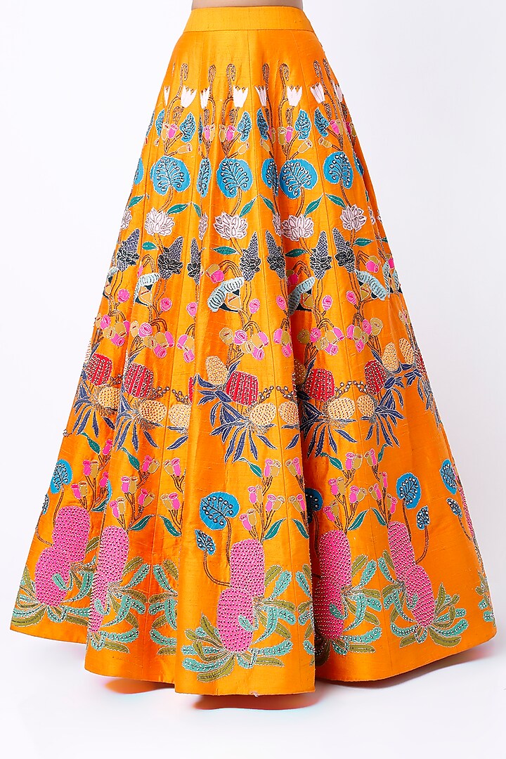 Orange Embellished Bridal Lehenga Set by Aisha Rao at Pernia's Pop Up Shop