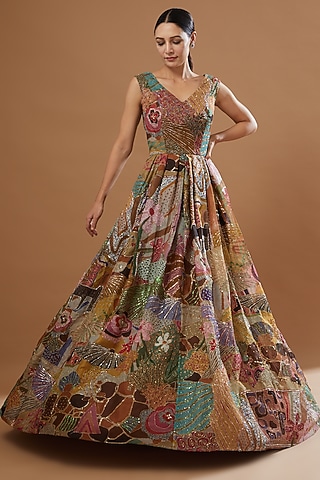 Yellow Embellished Gown by Aisha Rao
