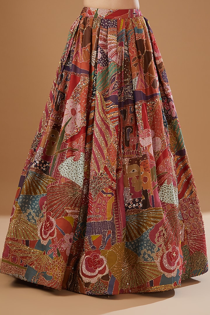 Pink Organza Printed & Embellished Bridal Lehenga Set by Aisha Rao at Pernia's Pop Up Shop