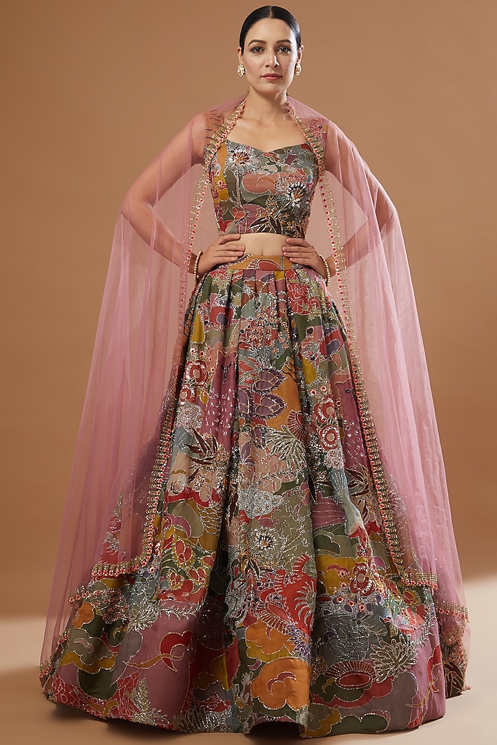 Green Embellished Bridal Lehenga Set by Aisha Rao at Pernia's Pop Up Shop