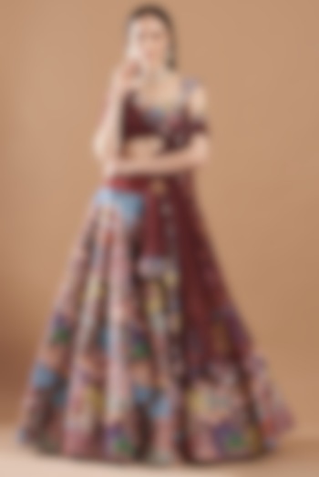 Brown Tissue Embellished Lehenga Set by Aisha Rao
