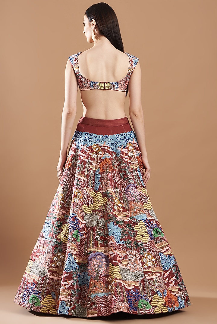 Brown Tissue Embellished Bridal Lehenga Set by Aisha Rao at Pernia's Pop Up Shop