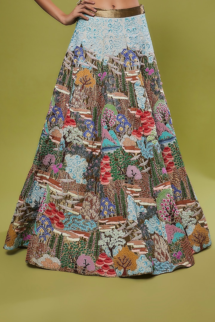 Multi-Colored Tissue Embellished Bridal Lehenga Set by Aisha Rao at Pernia's Pop Up Shop