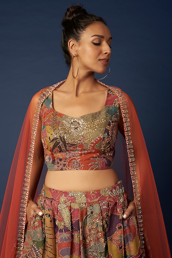 Multi-Colored Printed & Embellished Bridal Lehenga Set by Aisha Rao at Pernia's Pop Up Shop