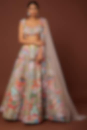 Multi-Colored Embellished Lehenga Set by Aisha Rao