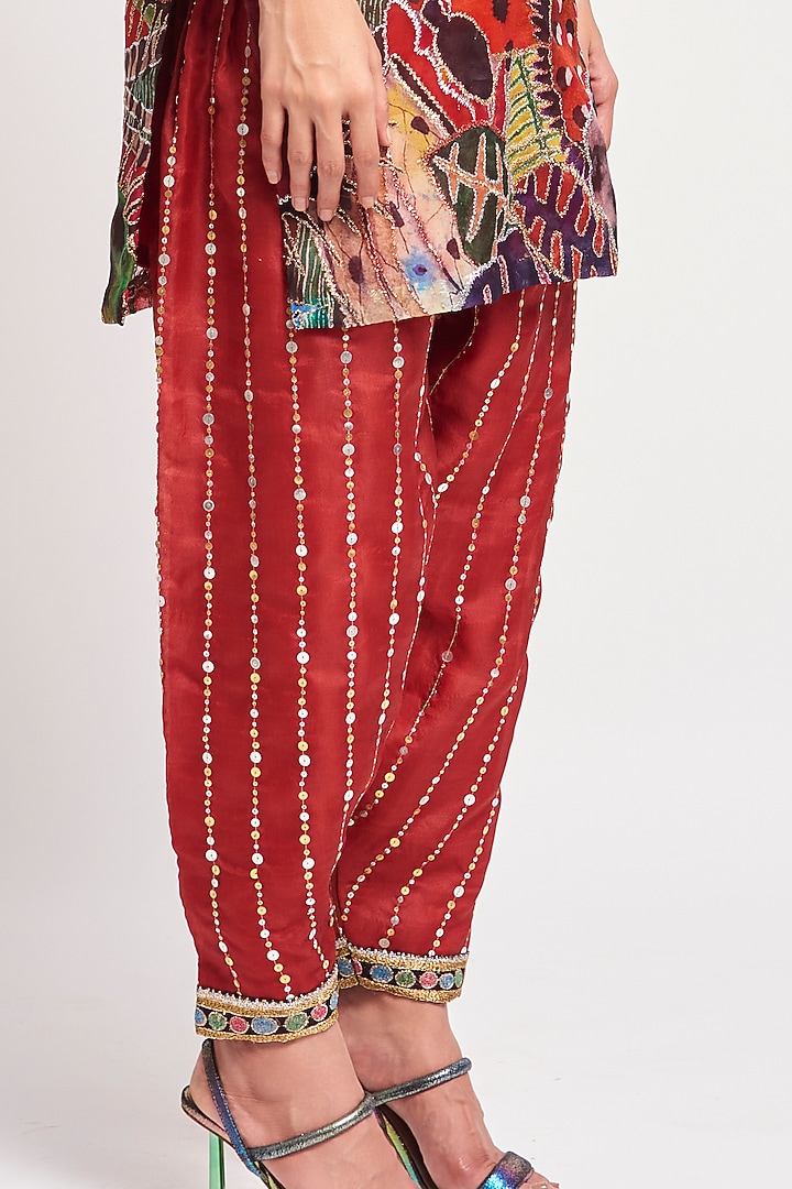 Multi-Colored Organza Printed & Embellished Kurta Set by Aisha Rao at Pernia's Pop Up Shop