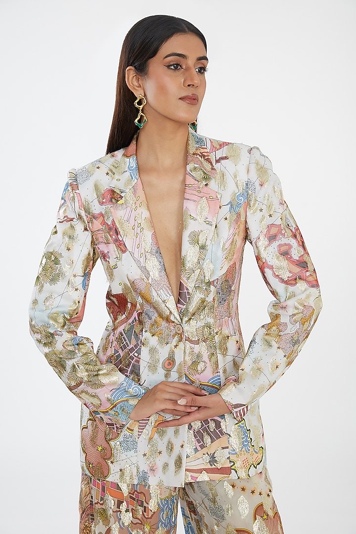 Ivory Dobby Blazer Set by Aisha Rao at Pernia's Pop Up Shop