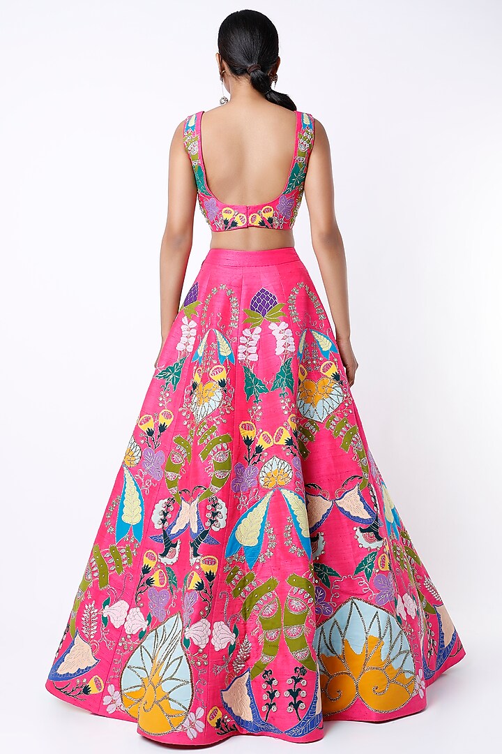 Fuchsia Embellished Bridal Lehenga Set by Aisha Rao at Pernia's Pop Up Shop