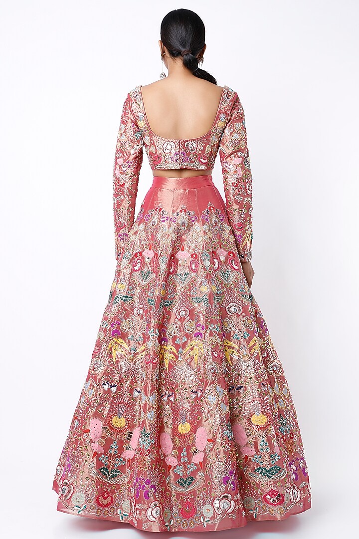 Maroon Embellished Bridal Lehenga Set by Aisha Rao at Pernia's Pop Up Shop