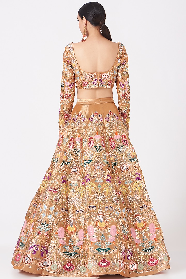 Copper Embroidered Bridal Lehenga Set by Aisha Rao at Pernia's Pop Up Shop