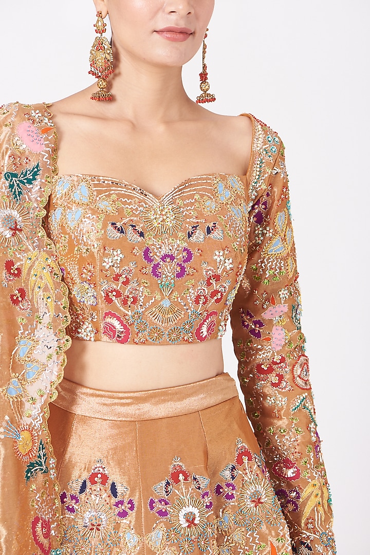 Copper Embroidered Bridal Lehenga Set by Aisha Rao at Pernia's Pop Up Shop