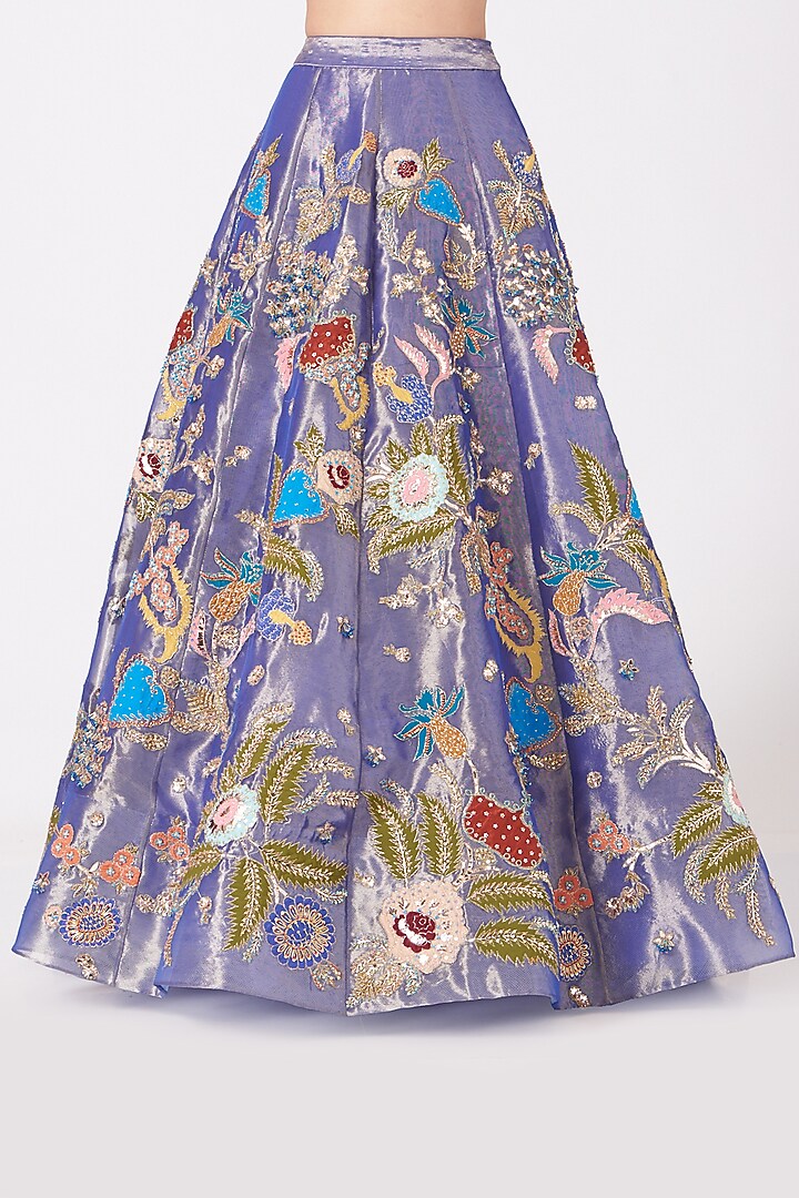Light Fuchsia Blue Embroidered Bridal Lehenga Set by Aisha Rao at Pernia's Pop Up Shop