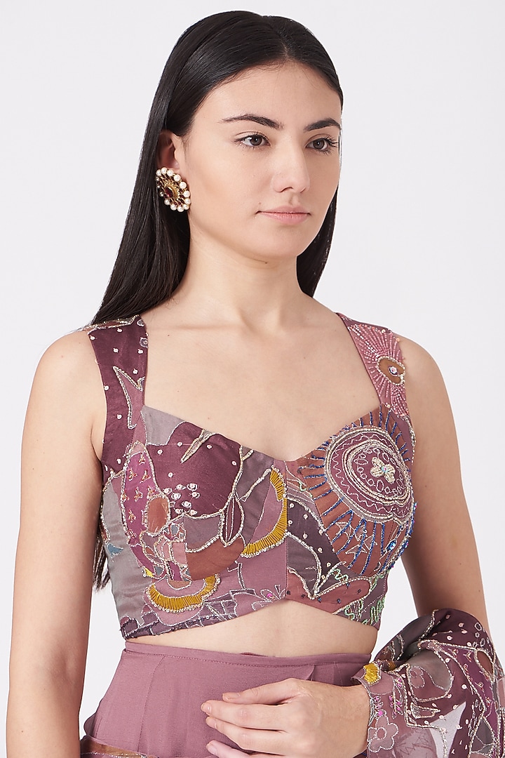 Peach Printed & Embellished Ruffled Reception Saree Set by Aisha Rao at Pernia's Pop Up Shop