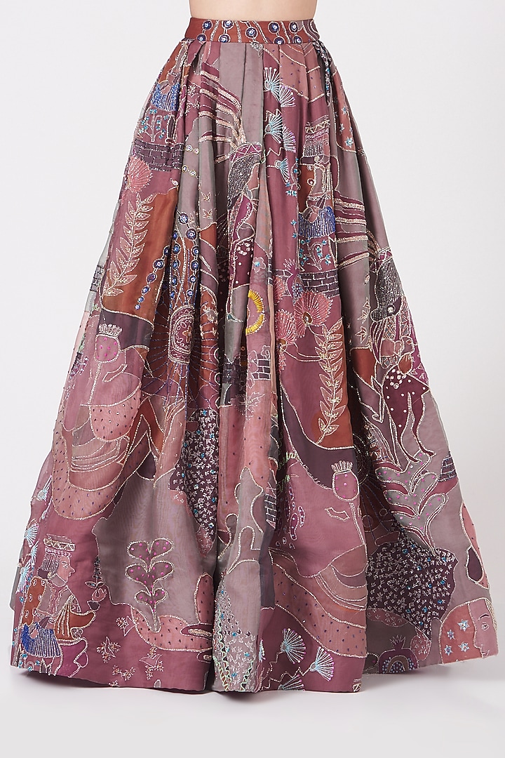 Peach Printed & Embellished Bridal Lehenga Set by Aisha Rao at Pernia's Pop Up Shop