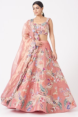 Cloud Pink Embellished Lehenga Set by Aisha Rao