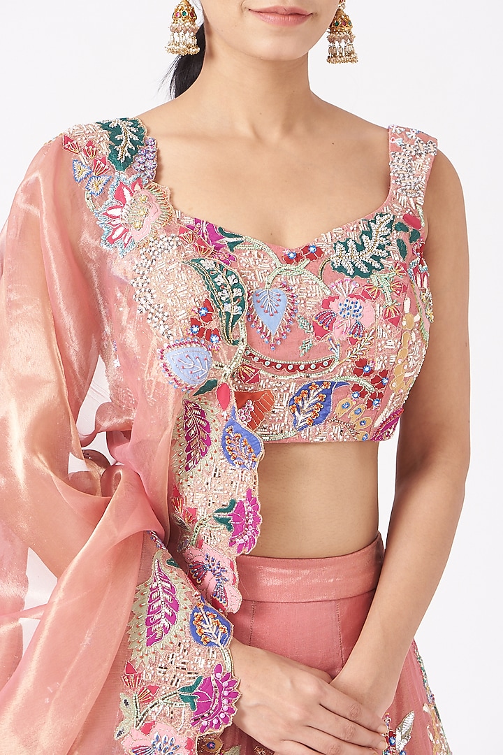 Cloud Pink Embellished Bridal Lehenga Set by Aisha Rao at Pernia's Pop Up Shop