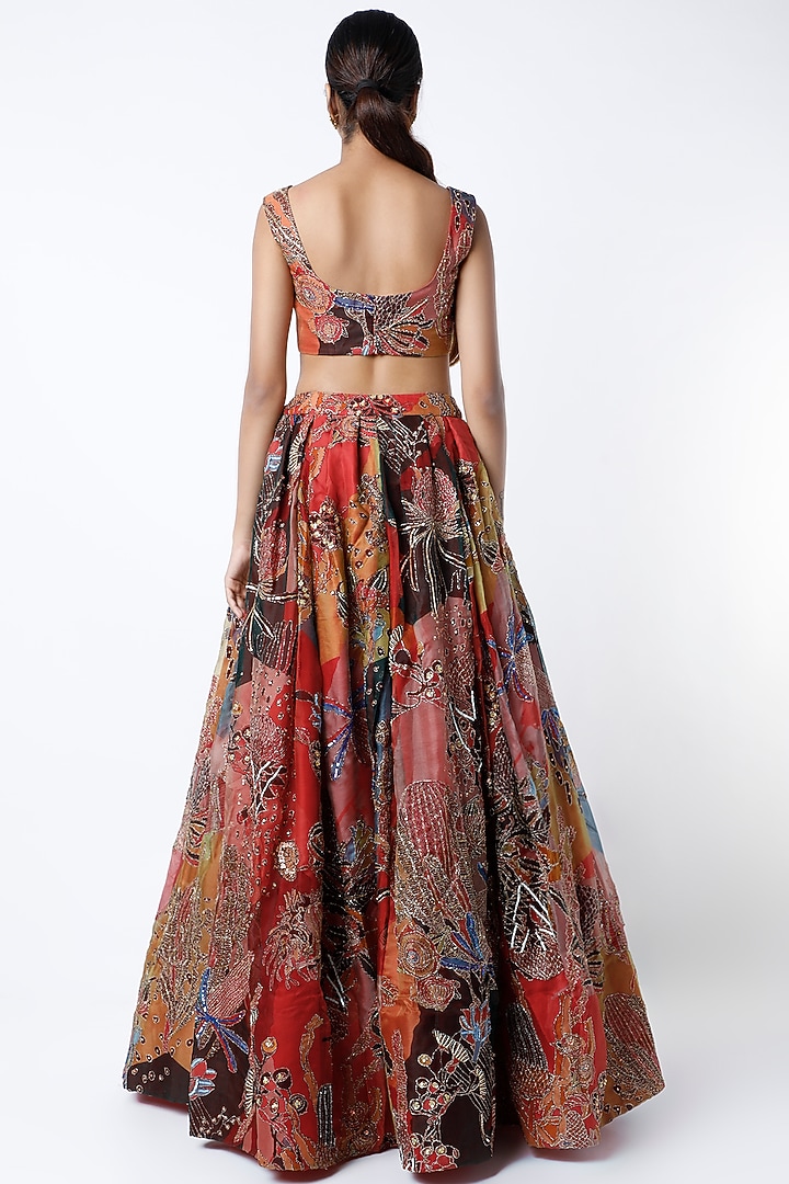 Red Embellished Bridal Lehenga Set by Aisha Rao at Pernia's Pop Up Shop