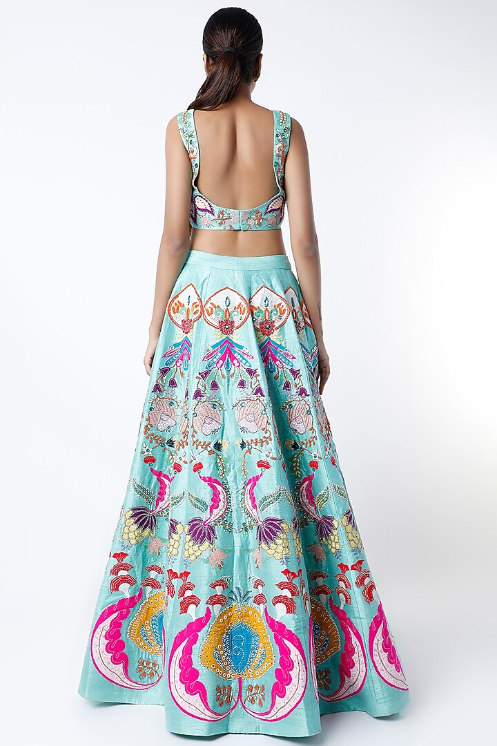 Scuba Blue Embellished Bridal Lehenga Set by Aisha Rao at Pernia's Pop Up Shop
