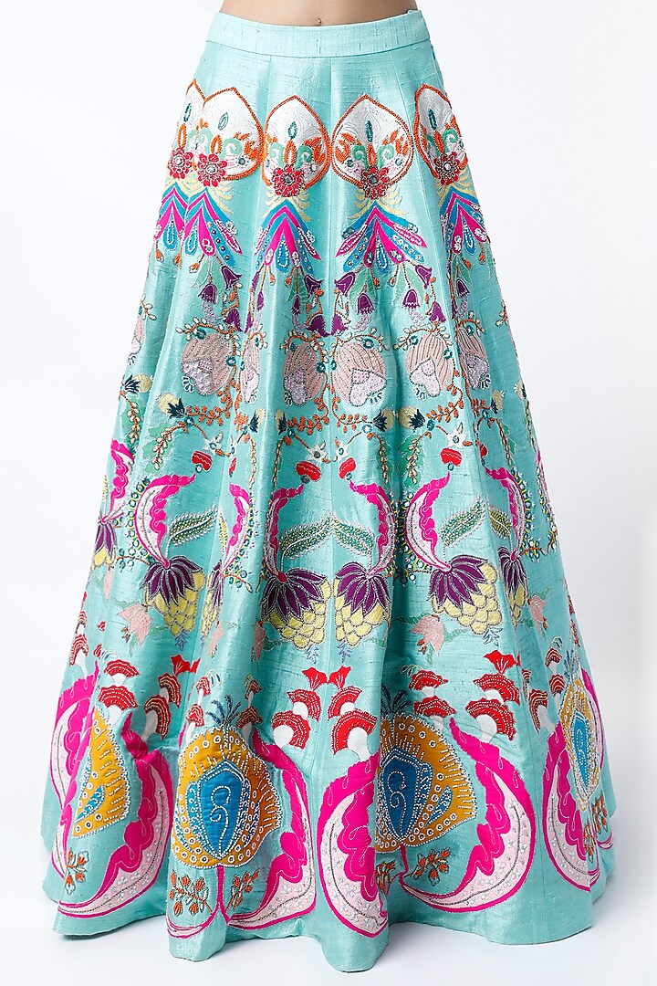 Scuba Blue Embellished Bridal Lehenga Set by Aisha Rao at Pernia's Pop Up Shop