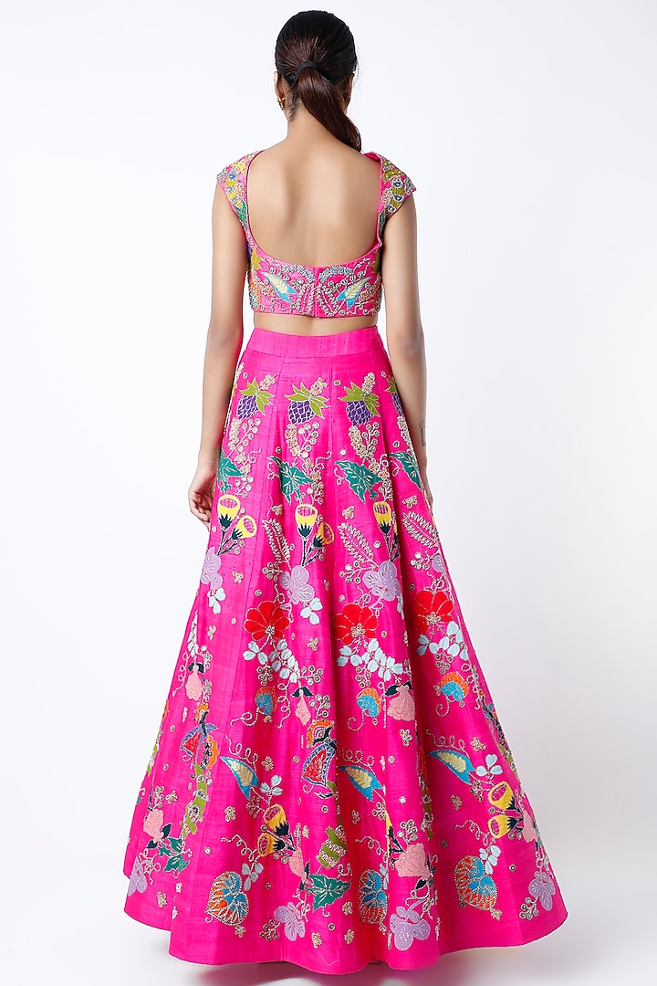 Hot Pink Embellished Bridal Lehenga Set by Aisha Rao at Pernia's Pop Up Shop