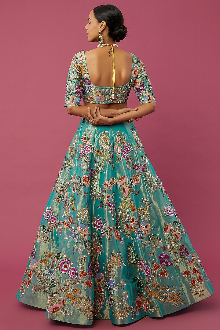 Avatar Blue Embellished Bridal Lehenga Set by Aisha Rao at Pernia's Pop Up Shop