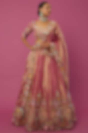 Pink Embellished Lehenga Set by Aisha Rao