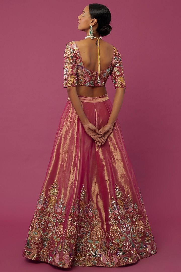 Pink Embellished Bridal Lehenga Set by Aisha Rao at Pernia's Pop Up Shop