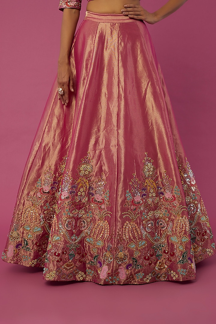 Pink Embellished Bridal Lehenga Set by Aisha Rao at Pernia's Pop Up Shop