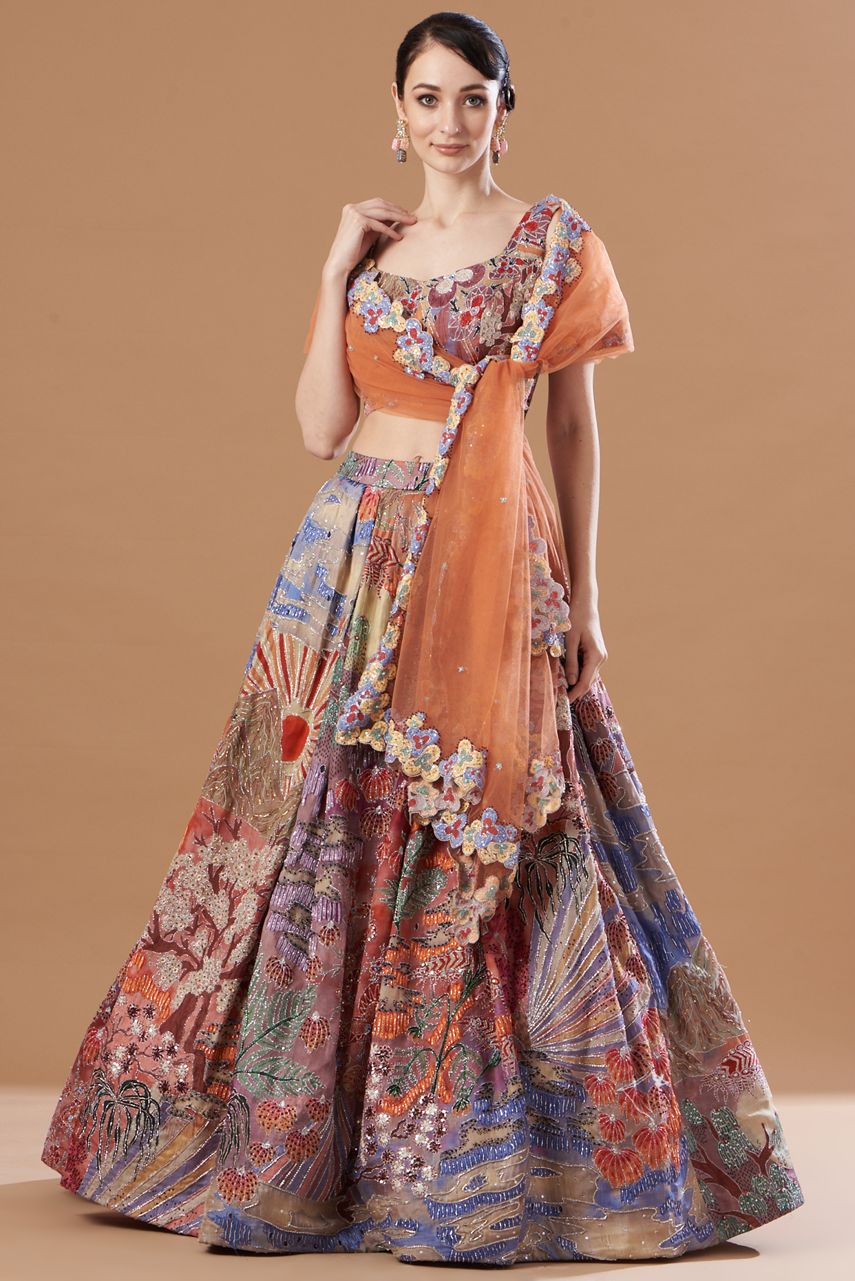 Multi-Colored Embellished Bridal Lehenga Set by Aisha Rao at Pernia's Pop Up Shop