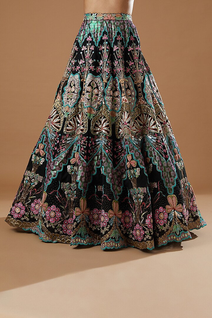 Black Embellished Bridal Lehenga Set by Aisha Rao at Pernia's Pop Up Shop