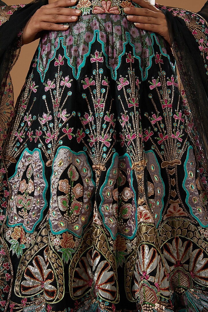 Black Embellished Bridal Lehenga Set by Aisha Rao at Pernia's Pop Up Shop