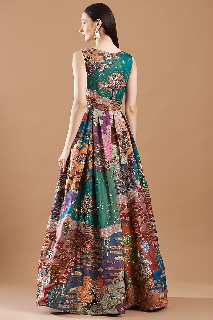 Orange Trencadis Embellished Bridal Gown by Aisha Rao at Pernia's Pop Up Shop
