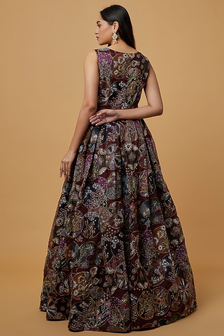 Red Trencadis Embellished Wedding Gown by Aisha Rao at Pernia's Pop Up Shop