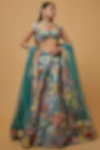 Mykonos Green Embellished Bridal Lehenga Set by Aisha Rao at Pernia's Pop Up Shop