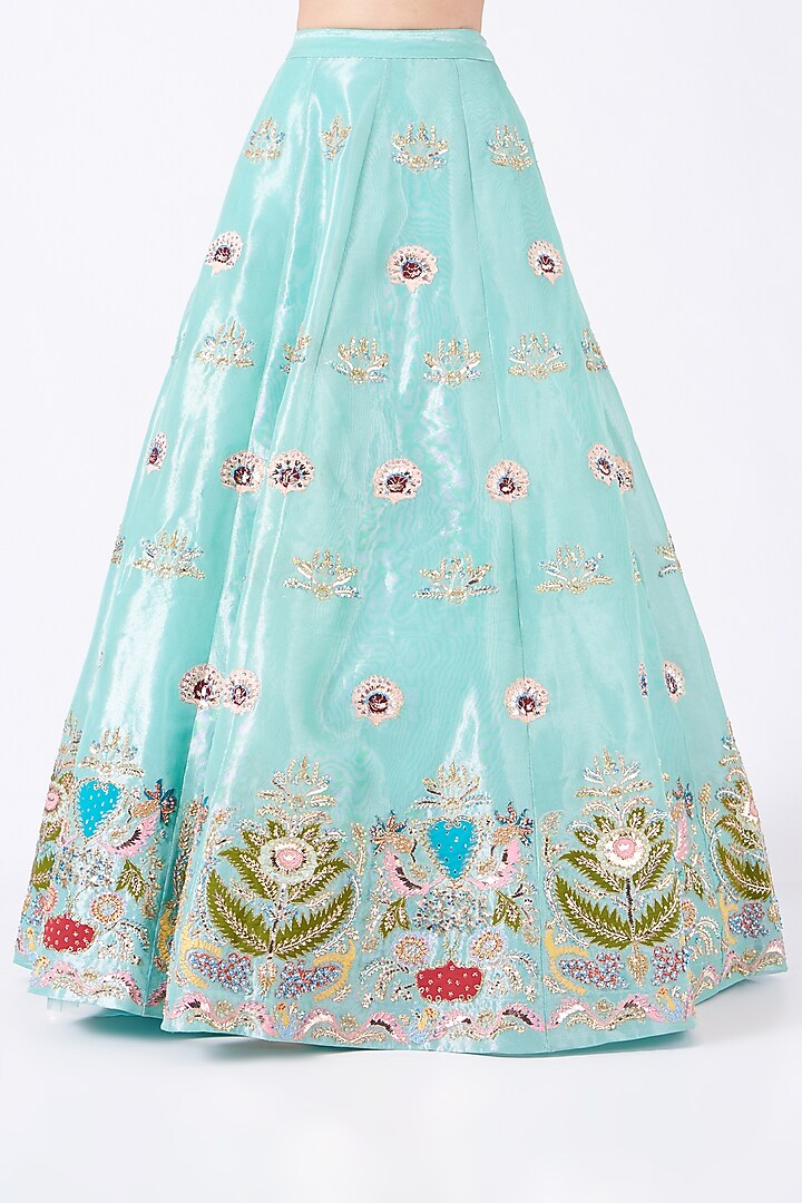 Light Blue Embellished Bridal Lehenga Set by Aisha Rao at Pernia's Pop Up Shop