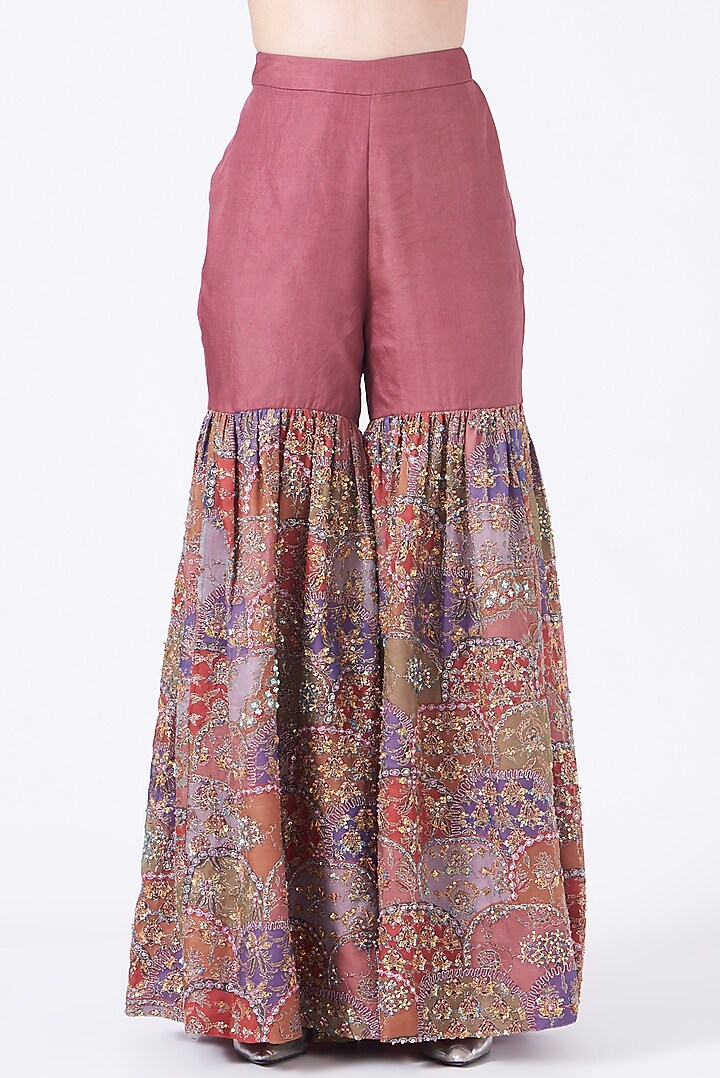 Dark Peach Embellished Bridal Sharara Set by Aisha Rao at Pernia's Pop Up Shop