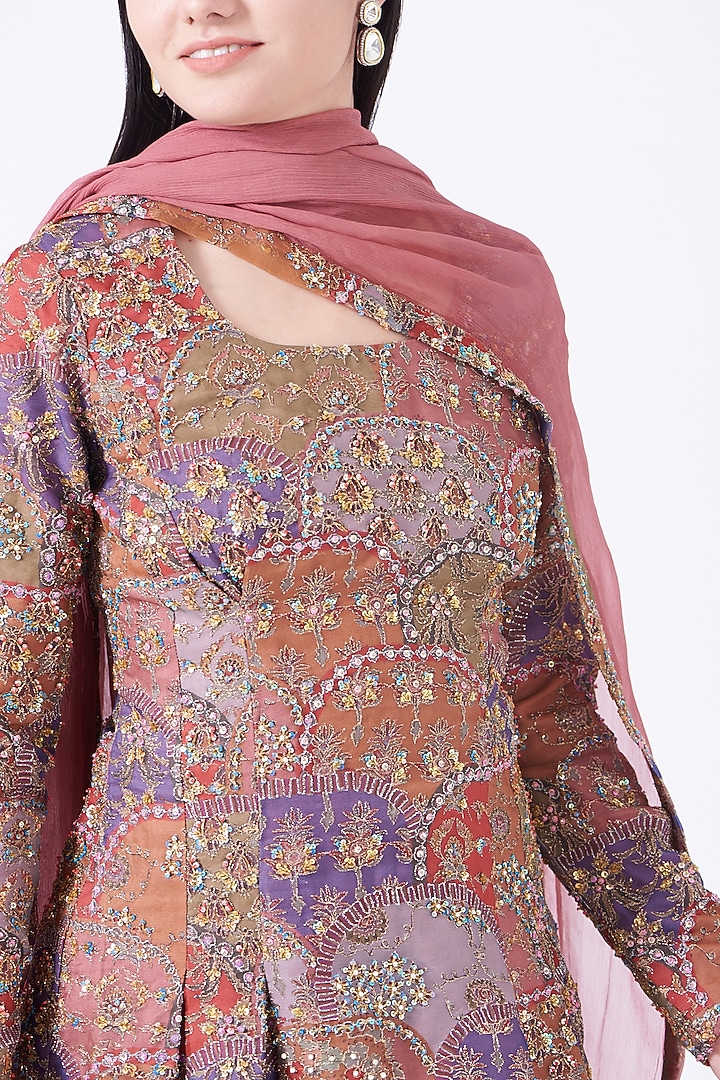 Dark Peach Embellished Bridal Sharara Set by Aisha Rao at Pernia's Pop Up Shop