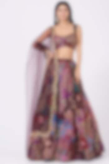 Plum Embellished Bridal Lehenga Set by Aisha Rao at Pernia's Pop Up Shop
