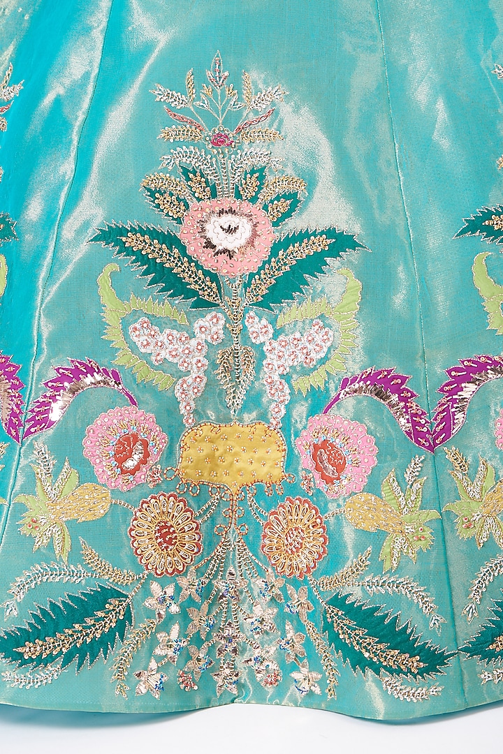Turquoise Embellished Bridal Lehenga Set by Aisha Rao at Pernia's Pop Up Shop