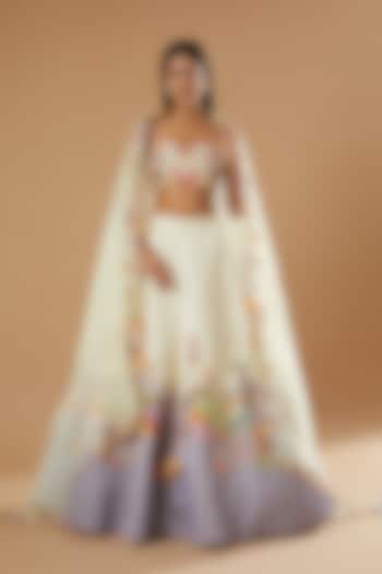 Ivory & Lavender Ombre Embellished Bridal Lehenga Set by Aisha Rao at Pernia's Pop Up Shop