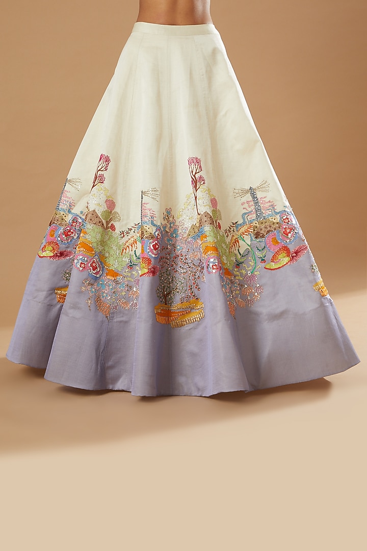 Ivory & Lavender Ombre Embellished Bridal Lehenga Set by Aisha Rao at Pernia's Pop Up Shop