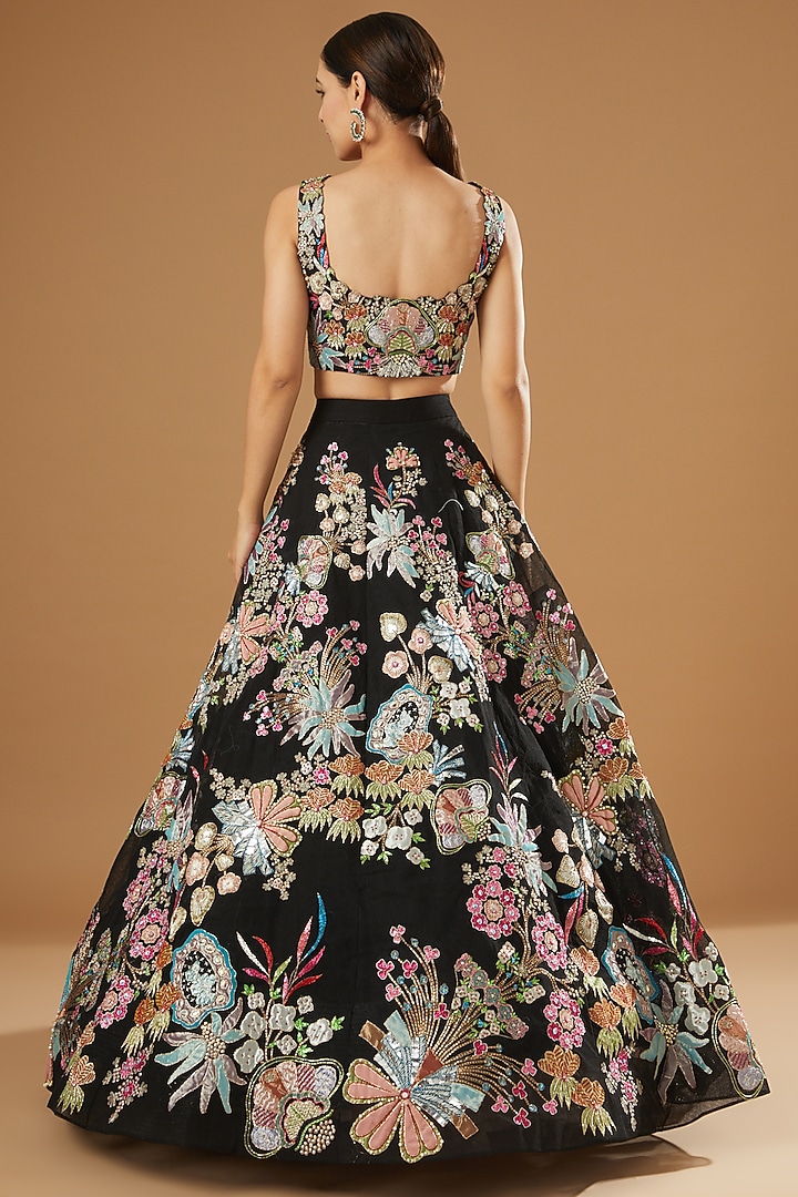 Black Embellished Bridal Lehenga Set by Aisha Rao at Pernia's Pop Up Shop
