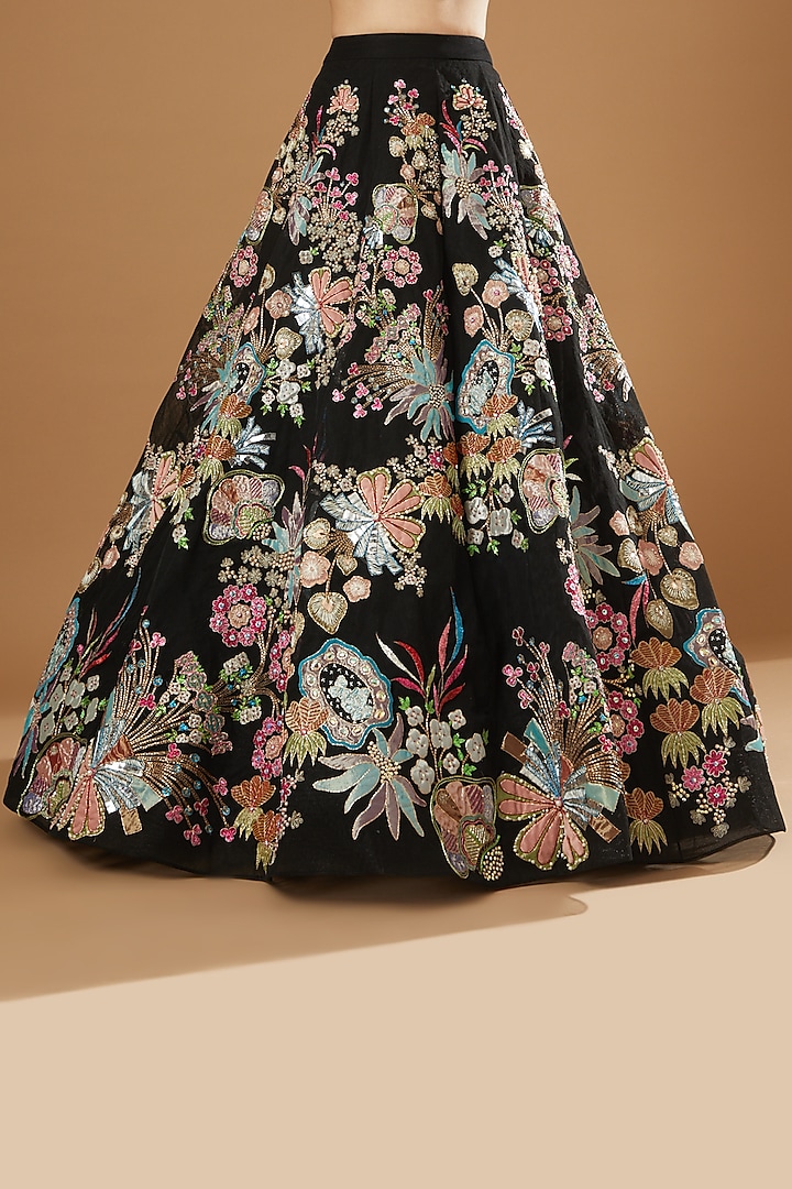 Black Embellished Bridal Lehenga Set by Aisha Rao at Pernia's Pop Up Shop