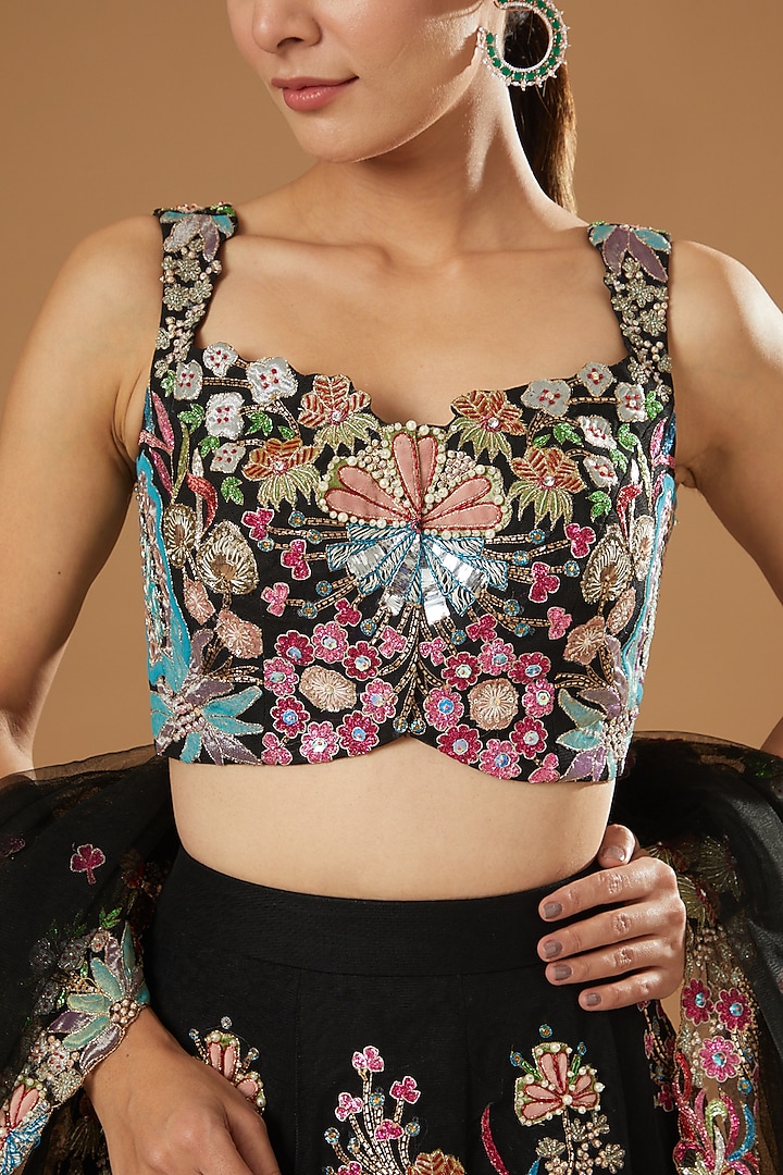 Black Embellished Bridal Lehenga Set by Aisha Rao at Pernia's Pop Up Shop